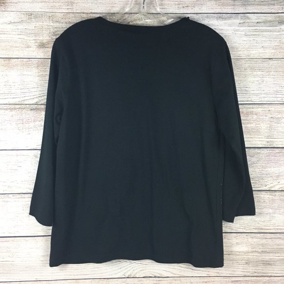 Pappagallo Top Giraffe Animal Print Beaded Pullover 3/4 Sleeve - Picture 4 of 7